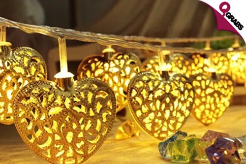 From QR49, Spread a Festive Glow with Gold Heart OR Gold Star LED Lights! (Up to QR138 Value)